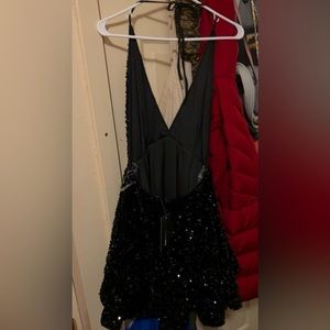 Black Sparkly Halter Dress